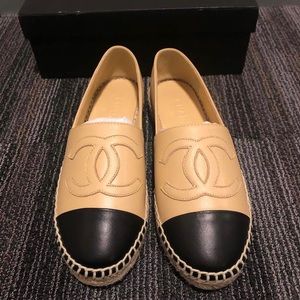 chanel espadrilles beige x black eu 38
